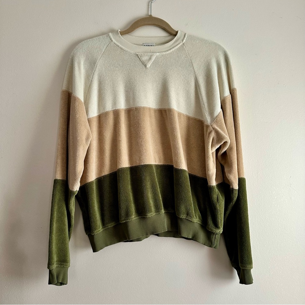 DONNI. • Terry Tri-Crew Sweatshirt in‎ Creme/Latte/Basil
